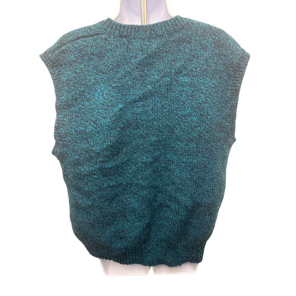 VTG Hunting Horn Vest Men's XL sweater Wool V-Neck Knit TEAL GRANDPA HONG KONG - Picture 4 of 5